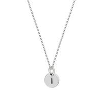 MOCHAMIK Sterling Silver Round Engraved Letter Necklace for Women - Name Initial Disc Pendant on Curb Chain - Custom A to Z 925 Silver Alphabet Necklace - Minimalist Personalised Jewellery Gift