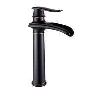 MOCHAMIK Taps for Bathroom Basin Antique Black Single Hole Waterfall Taps Vintage Brass Tap,high