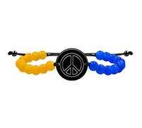 MOCHAMIK Ukrainian Flag Blue Yellow Matte Agate Bead Bracelets - White/Black/Gold/Rose Gold Color Round Peace Sign Bracelet for Men Women YA5011