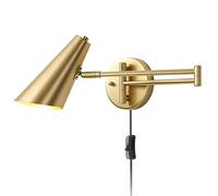 MOCHAMIK Wall Lamp Retro Bedroom in Wall Light with / 1.8M Cable Adjustable Long Arm Bedside Wall Reading Light Vintage Wall Spot E27 for Living Room Hallway Study Wall Sconce/Gold