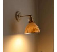 MOCHAMIK Wall Lamps Adjustable Brass Wall Lamp with Gold Ceramic Art Decor Textured Fixture Rotatable Perfect for Bedroom amp Living Room