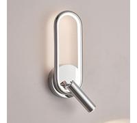 MOCHAMIK Wall Lamps Sconces Bedside Reading Light Wall Light, Metal Ring Wall Lamp with 350°+90° Adjustable, Ultra-Thin Linear Wall Sconces-Dark(Chrome)