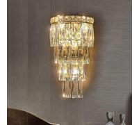 MOCHAMIK Wall Lamps Sconces French High-end Atmosphere, Light Crystal High Light Transmittance Lampshade Wall Lamps with E14 Base 3-color Dimmable Wall Light Art Iron Wall Sconces for Bedroom Living