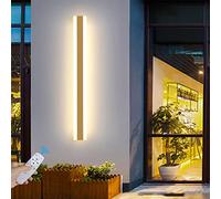 MOCHAMIK Wall Lamps Sconces LED Outdoor Dimmable Wall Lights with Remote Control Gold Wall Lamp Bar Outside Indoor Garden Wall Sconce Long Strip Lamp Aluminium Up Down IP65 Waterproof for,60cm
