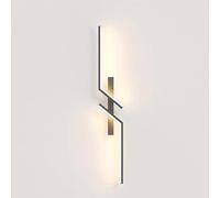MOCHAMIK Wall Lamps Sconces LED Wall Sconce, Mid Century Linear Metal Wall Lights, Indoor 3 Color Dimmable LED Wall Lamp, Black Wireless Wall Light for Living Room Hallway Bedroom-Gold(Noir)