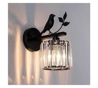 MOCHAMIK Wall Lamps Sconces Metal Bird Crystal Wall Light, Indoor Wall Lantern, E14 Base Sconces Lamp, Headboard Night Lighting Fixtures for Bedroom Bedside Study Hallway Living Room Home