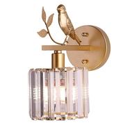 MOCHAMIK Wall Lamps Sconces Metal Bird Crystal Wall Light, Indoor Wall Lantern, E14 Base Sconces Lamp, Headboard Night Lighting Fixtures for Bedroom Bedside Study Hallway Living Room Home