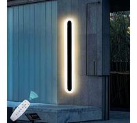 MOCHAMIK Wall Lamps Sconces Outdoor LED Wall Lights Mains Powered Indoor Dimmable with Remote Control Waterproof IP65 Black Metal Long Strip Wall Lighting Sconce Wall Lamp Patio Terrace Hallway Porch