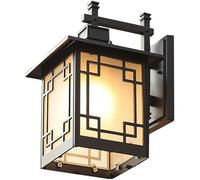 MOCHAMIK Wall Lamps Sconces Retro Square Outdoor Wall Lantern, Minimalist Wall Sconce with Die-cast Aluminum Body, Frosted Glass Shade, IP65 Waterproof Exterior Light for Gates, Paths, Gardens, Black,