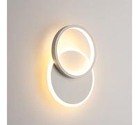 MOCHAMIK Wall Lamps Sconces White Wall Sconce Geometric LED Wall Light Vanity Lamp, Decor Lighting Fixtures 24W Headboard Lamps for Living Mirror Decor Wall Wash Lights-6000k-round(6000k,Round)