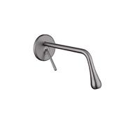 MOCHAMIK Wall Mounted Basin Mixer Tap Concealed Single Handle, Hot and Cold Brass G1/2 Connection Bathroom Sink Mixer Taps 1 Hole Grey