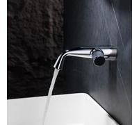 MOCHAMIK Wall Mounted Bathroom Basin Taps Concealed Single Hole Hot and Cold, Brass G1/2 Connection Single Handle Wall Mounted Bathroom Sink Taps Chrome