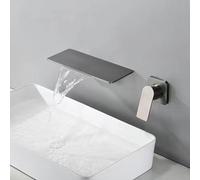 MOCHAMIK Wall Mounted Bathroom Taps Thin Spout Single Handle Waterfall Tap for Basin G1/2 Brass Tap,Grey