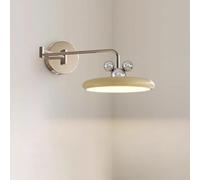 MOCHAMIK Wall Sconce, LED Swing Arm Wall Sconce Adjustable Bedside Reading Wall Lamp Chrome Cream Decor ing Fixture, 3 Color Mode 12W Postmodern Art Sconces for Room B