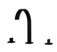 MOCHAMIK Waterfall Basin Taps, Double Handle Taps for Bathroom Basin, G1/2 Brass Taps for Bathroom Basin,Black