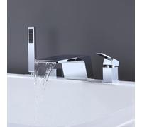 MOCHAMIK Waterfall Bath Taps with Dual Outlet Retractable Shower Mixer for Bath Taps Single Handle Showers for Bathrooms,Chrome Plated