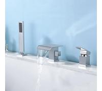 MOCHAMIK Waterfall Bath Tub Shower Mixer Taps for Bathroom 2 Mode Single Lever Bath Tub Taps with Diverter 3 Hole,Chrome Plated