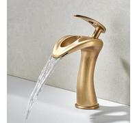 MOCHAMIK Waterfall Mixer Tap Bathroom Sink Hollow Out Wide Mouth Single Lever Copper Tap,Antique