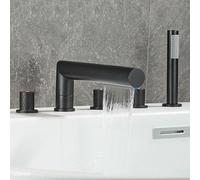 MOCHAMIK Waterfall Mixer Taps for Bath 360° Rotation Dual Mode Deck Mount Bath Shower Mixer Tap Copper,Black