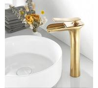 MOCHAMIK White & Gold Bathroom Faucet Brass Single Handle Sink Mixer Luxury Bathroom Basin Tap Elegant Shower Mixer for Home Use (Or Brossé Haut)