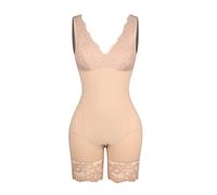 MOCHAMIK Women Body Shapewear v Neck Bodysuit Lace Patchwork Underwear Strap Corset