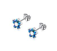 MOCHAMIK Women's Titanium s - 4mm & 5mm Flat Back Studs | Black Onyx/Blue Turquoise/Opal | Surgical Grade Titanium | Minimalist Dainty Jewelry | Ready