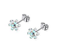 MOCHAMIK Women's Titanium s - 4mm & 5mm Flat Back Studs | Black Onyx/Blue Turquoise/Opal | Surgical Grade Titanium | Minimalist Dainty Jewelry | Ready