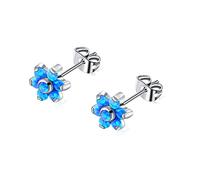 MOCHAMIK Women's Titanium s - 4mm & 5mm Flat Back Studs | Black Onyx/Blue Turquoise/Opal | Surgical Grade Titanium | Minimalist Dainty Jewelry | Ready