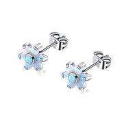 MOCHAMIK Women's Titanium s - 4mm & 5mm Flat Back Studs | Black Onyx/Blue Turquoise/Opal | Surgical Grade Titanium | Minimalist Dainty Jewelry | Ready