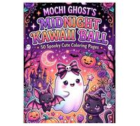 Mochi Ghost's Midnight Kawaii Ball: 50 Spooky Cute Coloring Pages for Kids and Adults: Halloween Gothic Coloring Book with Adorable Ghost, Bat and Cat ... Designs for Relaxation and Stress Relief
