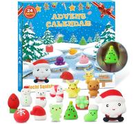 Mochi Squishy Advent Calendar 2025 Kids Kawaii Luminous Mochi 24-Day Holiday Countdown Christmas Ornaments Christmas Surprises Xmas Holiday Party Relief Stress Reusable Gifts for Boys Girls Teenagers