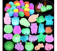 Mochi Squishy Filled Easter Eggs, 24 PCS Glow in The Dark Animal Squishies Stress Relief Toys Mini Squishy Bulk for Easter Egg Hunts, Basket Stuffers Fillers