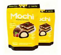 Mochi - Taiwanese Desserts, Gluten-Free & Vegetarian Snack with Natural Flavors, Soft & Chewy Treat, Perfect for Tea Time, Parties, and Gifting Cakes Pack of 2 (Tiramisu & Creme)
