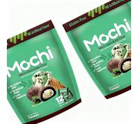 Mochi - Taiwanese Desserts, Gluten-Free & Vegetarian Snack with Natural Flavors, Soft & Chewy Treat, Perfect for Tea Time, Parties, and Gifting Cakes Pack of 2 (Mint Chocolate Chip)