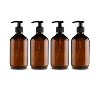 Mochiglory 500ML Large Capacity Empty Lotion Pump Bottles, Plastic Brown/Green Soap Lotion Pumps Dispensers Bottle 4-Pack
