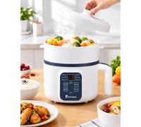 Mochigran Mini Rice Cooker, 1.7L Large Capacity with Steamer, Compact，B | Mini Multifunctional Electric Pot, 600W Underpan Heating, Dual Power Control, 15-Min Fast Cooking for 1-2 People