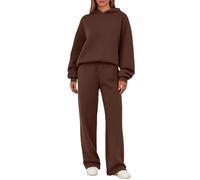 MochiMori Lounge Wear Set Co Ord Tracksuit Full Matching Set Cozy Airport Outfits for Women 2025 Autumn Winter Long Sleeve Hoodie Elastic Waist Sweatpants 2 Piece Outfits