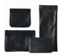 MOCICIGO 4PCS Snap Closure Organizer Pouch,Pu Leather Small Pouches for Purse Mini Cosmetic Bags for Travel Waterproof Makeup Women Purse Pouch Three Sizes Coin Purse Organizer Storage Pouch(Black