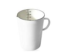 Mocinawon Enamel Measuring Cup, Coffee Milk Frothing Pitcher Cup With Anti-scalding Wooden Handle, Baking Measuring Tool For Coffee Shop Kitchen, 1000ml Capacity(Color:white)