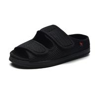 MOCINNA Extra Wide Diabetic Sandals for Mens Adjustable Swollen Feet Edema Shoes Anti-Slip Indoor Outdoor Sandals,Black,12 UK
