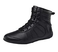MOCINNA Womens Boxing Shoes, Leather High Top Boxers Trainers Fashion Wrestling Sneakers Wrestling Fitness Boots for Ladies,Black,4 UK
