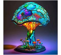 MOCIUN Stained Glass Plant Series Table Lamp, Vintage Table Lamp Decorative Bedside Lamp, Painting Glass Mushroom Table Lamp Show You A Dreamy Atmosphere (G)