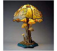 MOCIUN Stained Glass Plant Series Table Lamp, Vintage Table Lamp Decorative Bedside Lamp, Painting Glass Mushroom Table Lamp Show You A Dreamy Atmosphere (E)