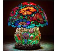 MOCIUN Stained Glass Plant Series Table Lamp, Vintage Table Lamp Decorative Bedside Lamp, Painting Glass Mushroom Table Lamp Show You A Dreamy Atmosphere (C)