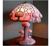 MOCIUN Stained Glass Plant Series Table Lamp, Vintage Table Lamp Decorative Bedside Lamp, Painting Glass Mushroom Table Lamp Show You A Dreamy Atmosphere (F)