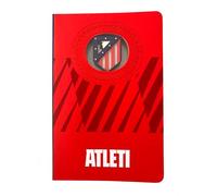 MOCIWORLD - Atlético de Madrid notebook with 3D logo - Hardcover with fabric back finish - 120 blank pages - Color: Red - Size: A5