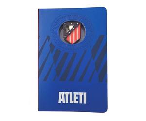 MOCIWORLD - Atlético de Madrid Notebook with 3D logo - Hardcover with fabric back finish - 120 blank pages - Color: Blue - Size: A6