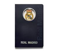 MOCIWORLD - Real Madrid notebook with 3D logo - Hardcover with fabric back finish - 120 blank pages - Color: Blue - Size: A6