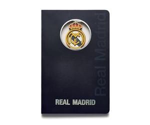 MOCIWORLD - Real Madrid notebook with 3D logo - Hardcover with fabric back finish - 120 blank pages - Color: Blue - Size: A5