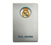 MOCIWORLD - Real Madrid notebook with 3D logo - Hardcover with fabric back finish - 120 pages without lines - Color: Gray - Size: A6